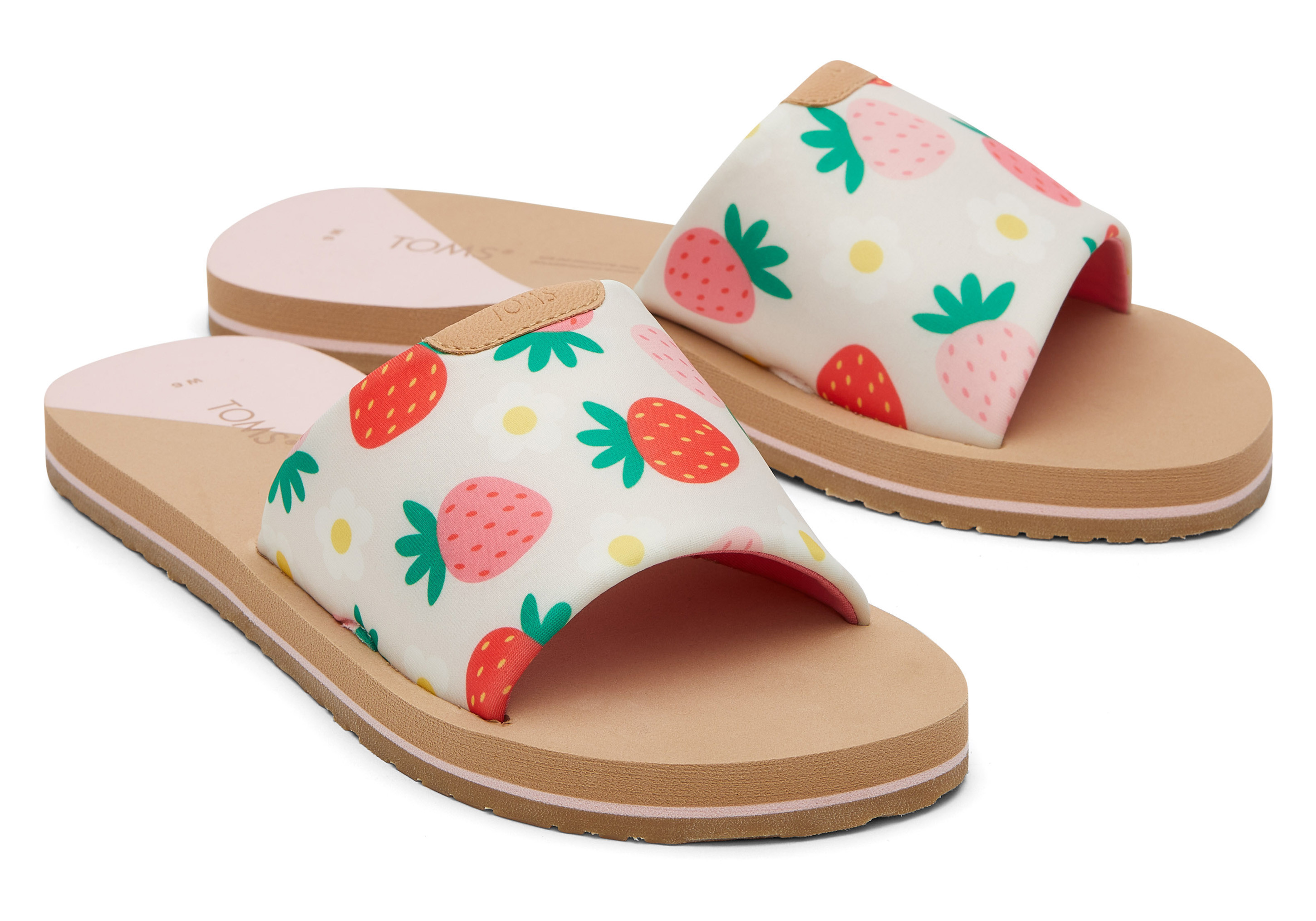 Birch Spring Strawberries Printed REPREVE Jersey Sandal | TOMS | TOMS (US)
