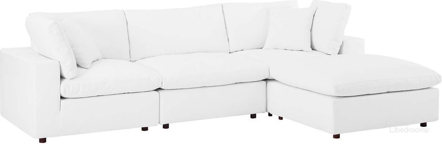 Commix Down Filled Overstuffed Vegan Leather 4-Piece Sectional Sofa EEI-4915-WHI | 1stopbedrooms