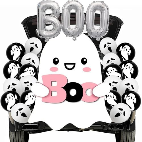 Halloween Trunk or Treat Car Decorations Kit, Cute Ghost Boo Trunk or Treat Decorations for SUV, Halloween Decorations Banner and Balloons Trunk Decorating Kit for Outdoor Garage Door | Amazon (US)