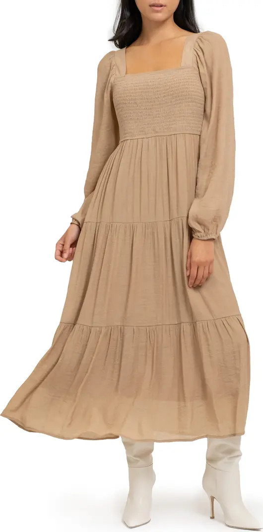 Smocked Long Sleeve Tiered Dress | Nordstrom Rack
