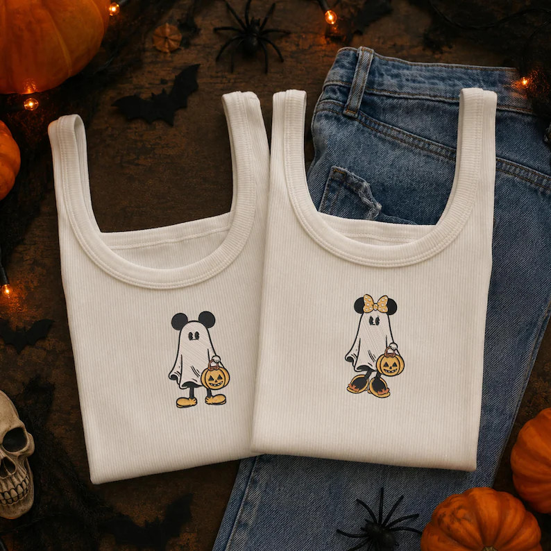 Retro Mickey Minnie Halloween Tank Top, Mickey Ghost Minnie Ghost Shirt, Spooky Season Outfit - E... | Etsy (Global)