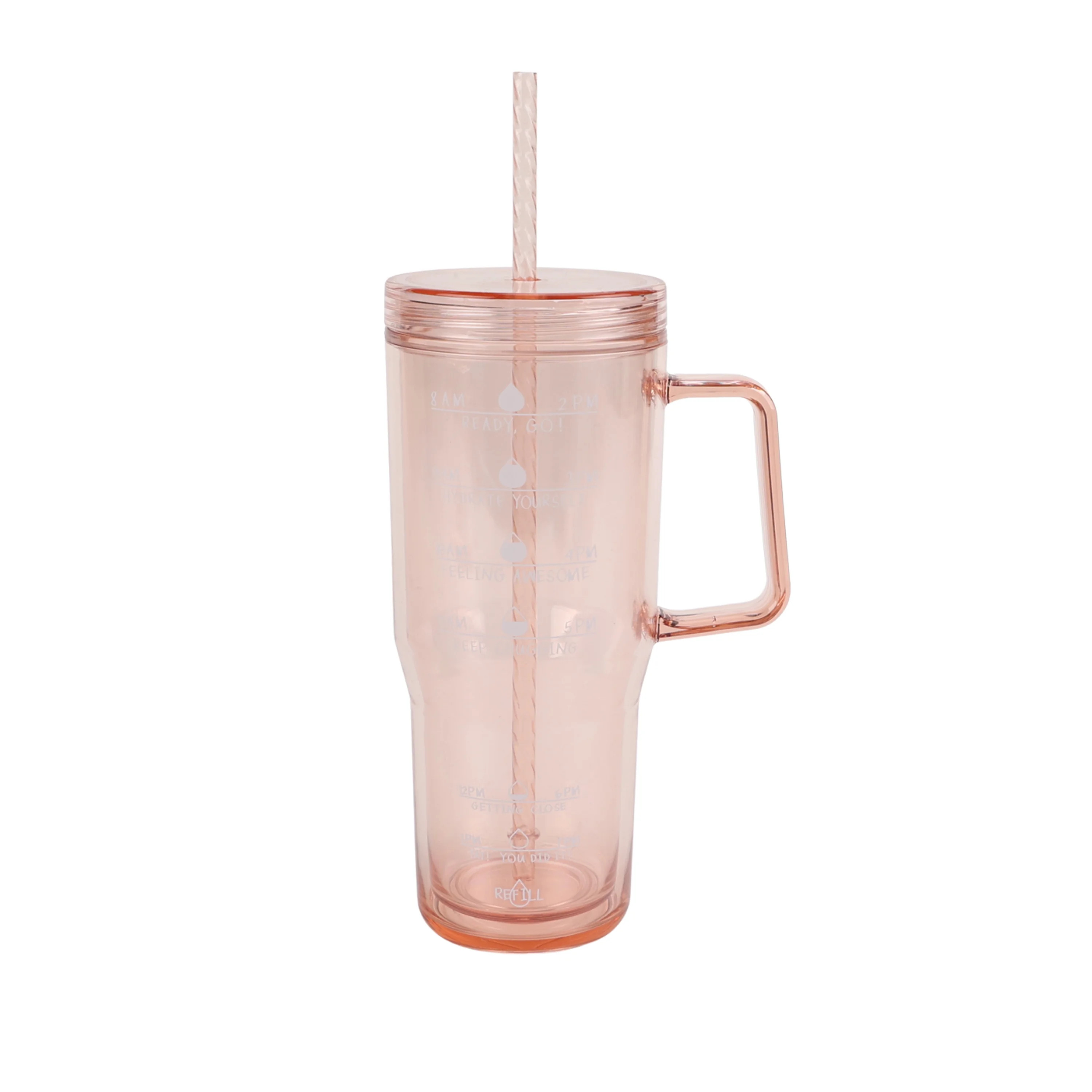 Mainstays 30 Ounce Plastic Tumbler with Handle, Pink | Walmart (US)