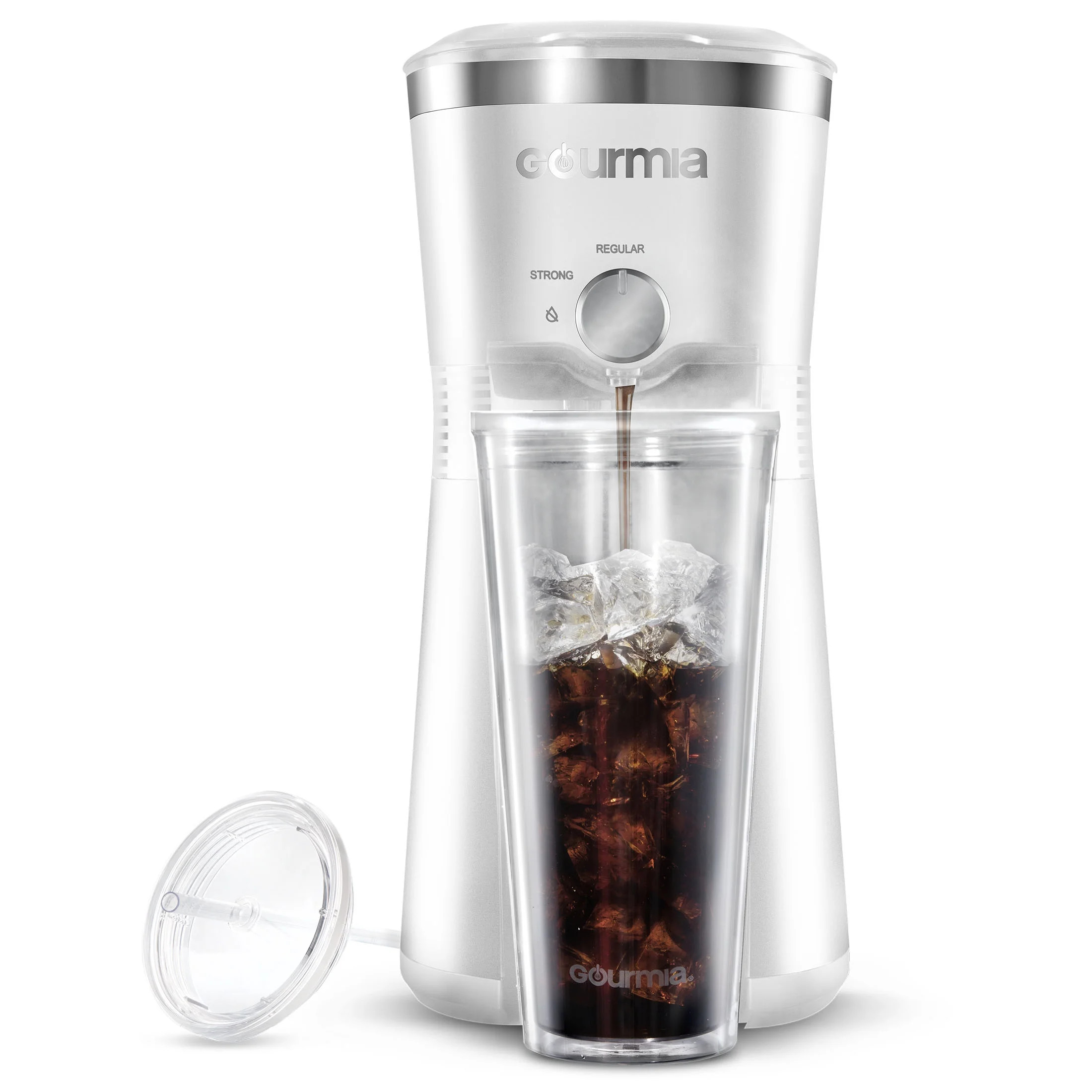 Gourmia Iced Coffee Maker with 25 fl oz. Reusable Tumbler, White - Walmart.com | Walmart (US)
