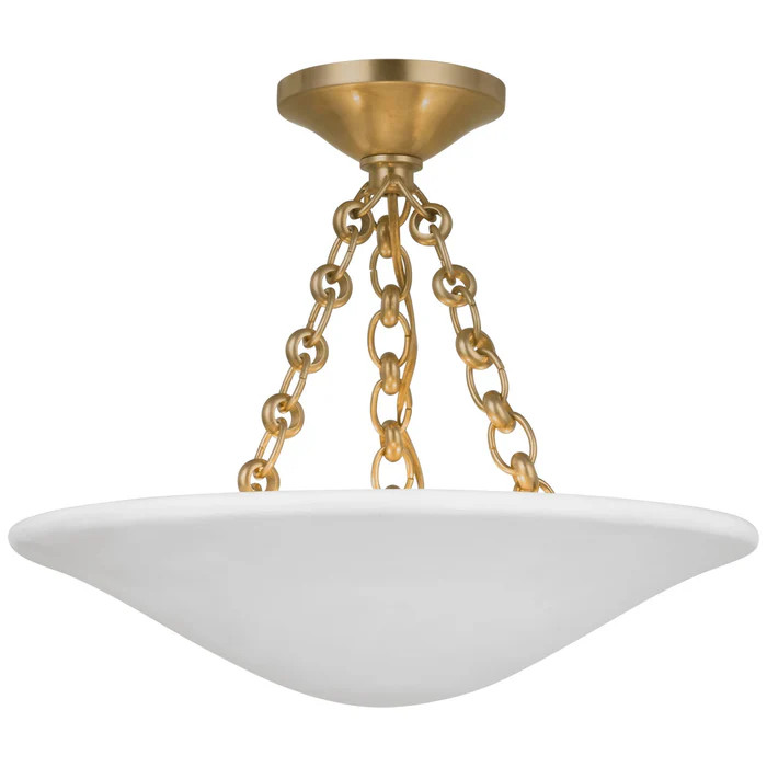 Mollino LED Semi Flush Mount Hand-Rubbed Antique Brass | Lighting Design