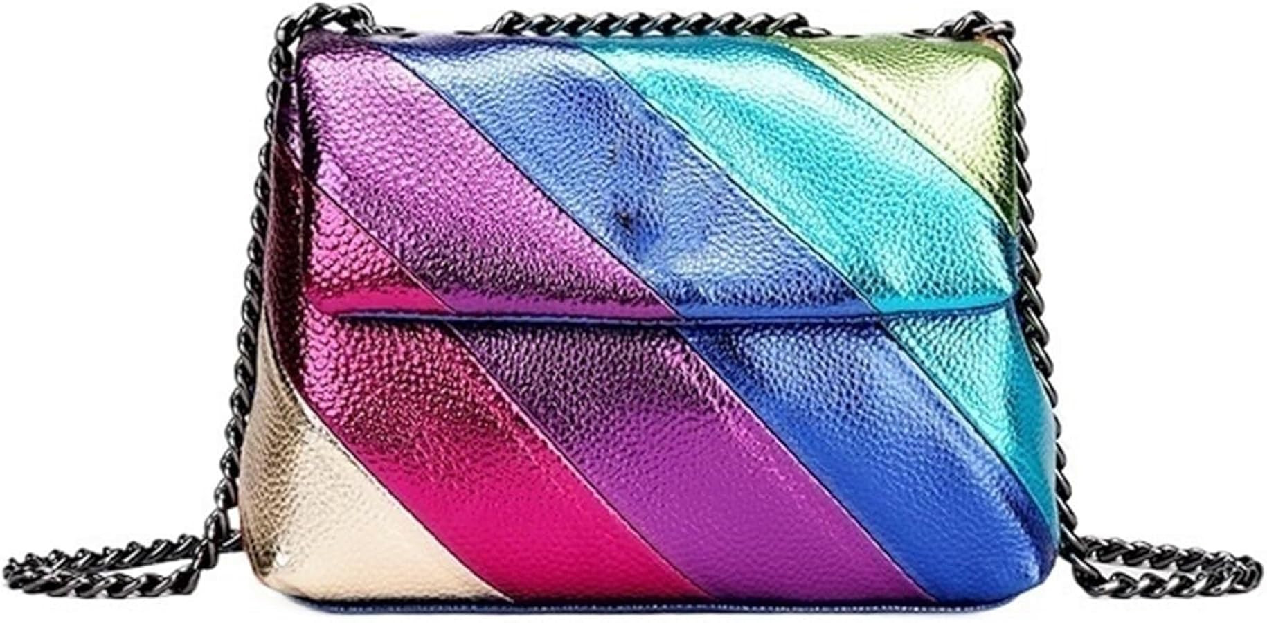 Rainbow Bag Color Stitching Fashion Chain Bag Women's Shoulder Bag Crossbody Bag Handbag | Amazon (US)