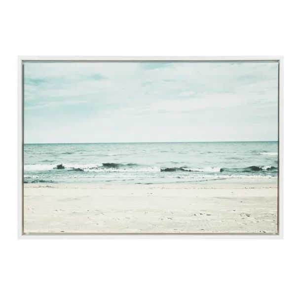 Kate and Laurel Sylvie Beach Scene with Waves, Ocean Shoreline Color Photograph, Framed Canvas Wa... | Walmart (US)