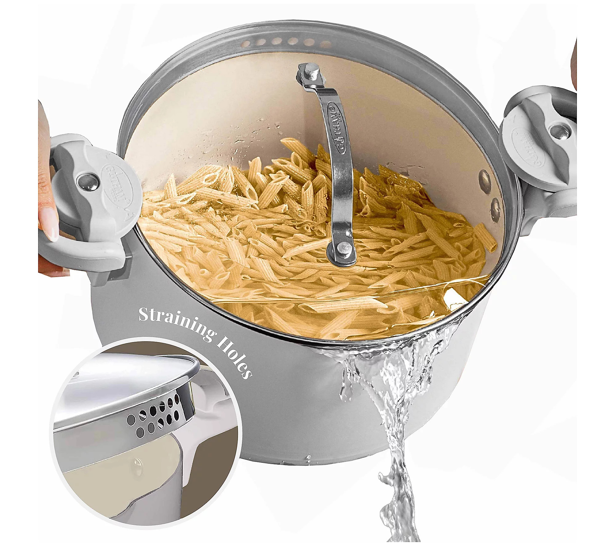 Gotham Steel Light Grey Ultra Nonstick Ceramic -Qt Pasta Pot | QVC