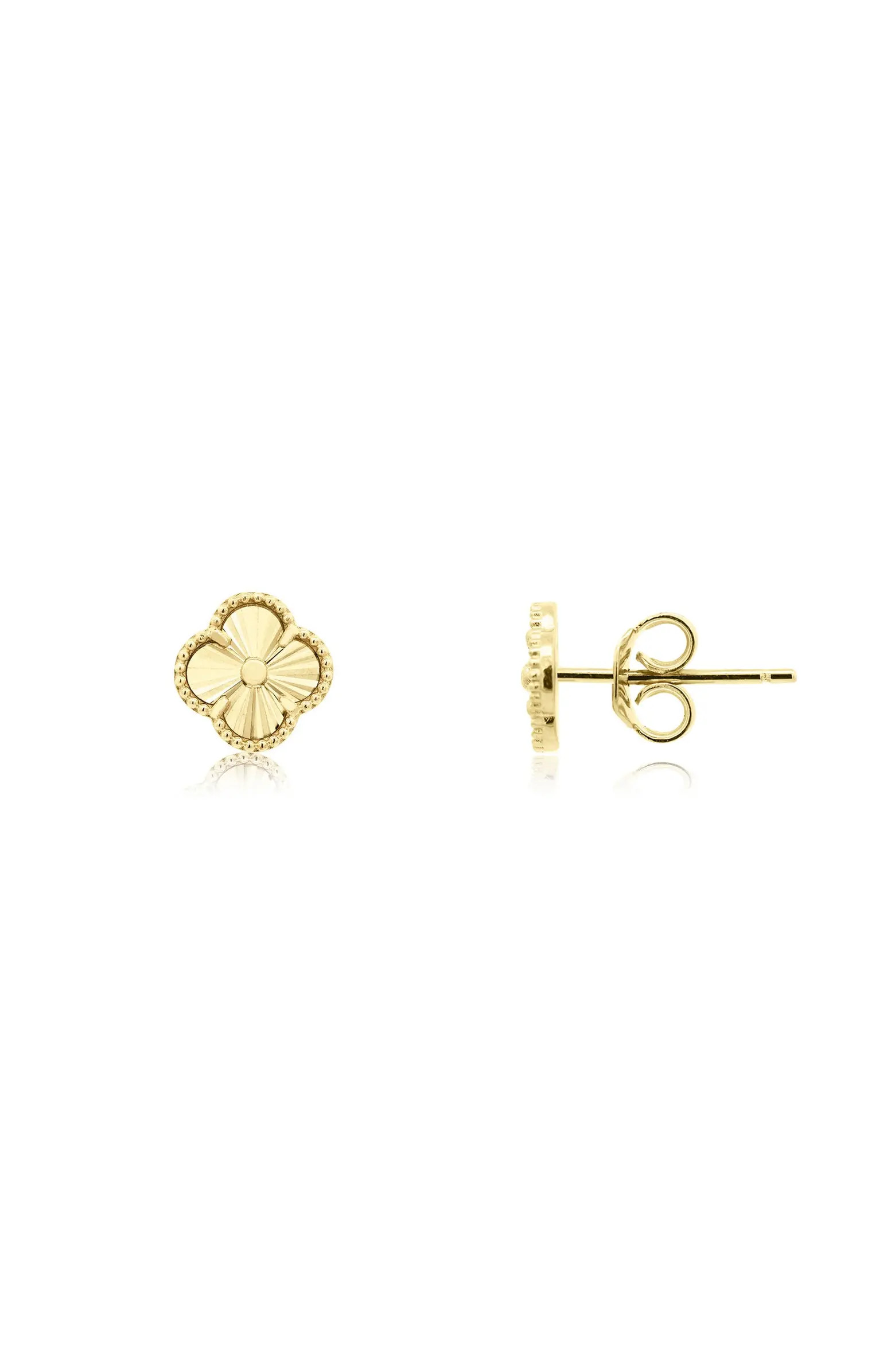 The Lovery Fine Jewelry Fluted Gold Clover Stud Earrings | Nordstrom | Nordstrom