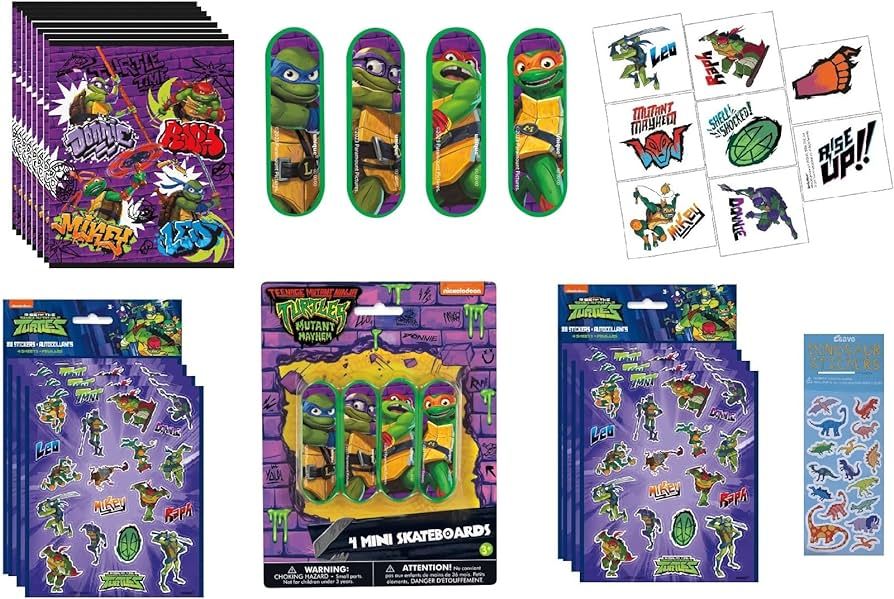 Unique TMNT Teenage Ninja Turtles Birthday Party Supplies Favor Bundle Pack includes 8 Loot Bags,... | Amazon (US)