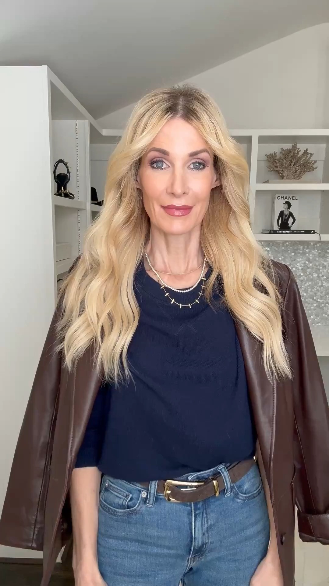 If you’re building a chic winter wardrobe, you need a great cashmere sweater… and this one from Quince is seriously one of my best finds. 🤍 This is their Shrunken Cashmere Sweater and I wear it ALL the time. It’s real cashmere, insanely soft, and the price is honestly hard to believe. Plus it comes in several colors, but I’m especially obsessed with this navy blue shade. ✨ Look 2: paired with the Quince chocolate brown leather blazer and their $50 straight leg jeans… such a good high-low look. Everything runs true to size — I’m wearing an XS in the sweater, 24 in all denim, and XS in all jackets. 

 

#LTKgrwm #LTKootd #LTKOver40