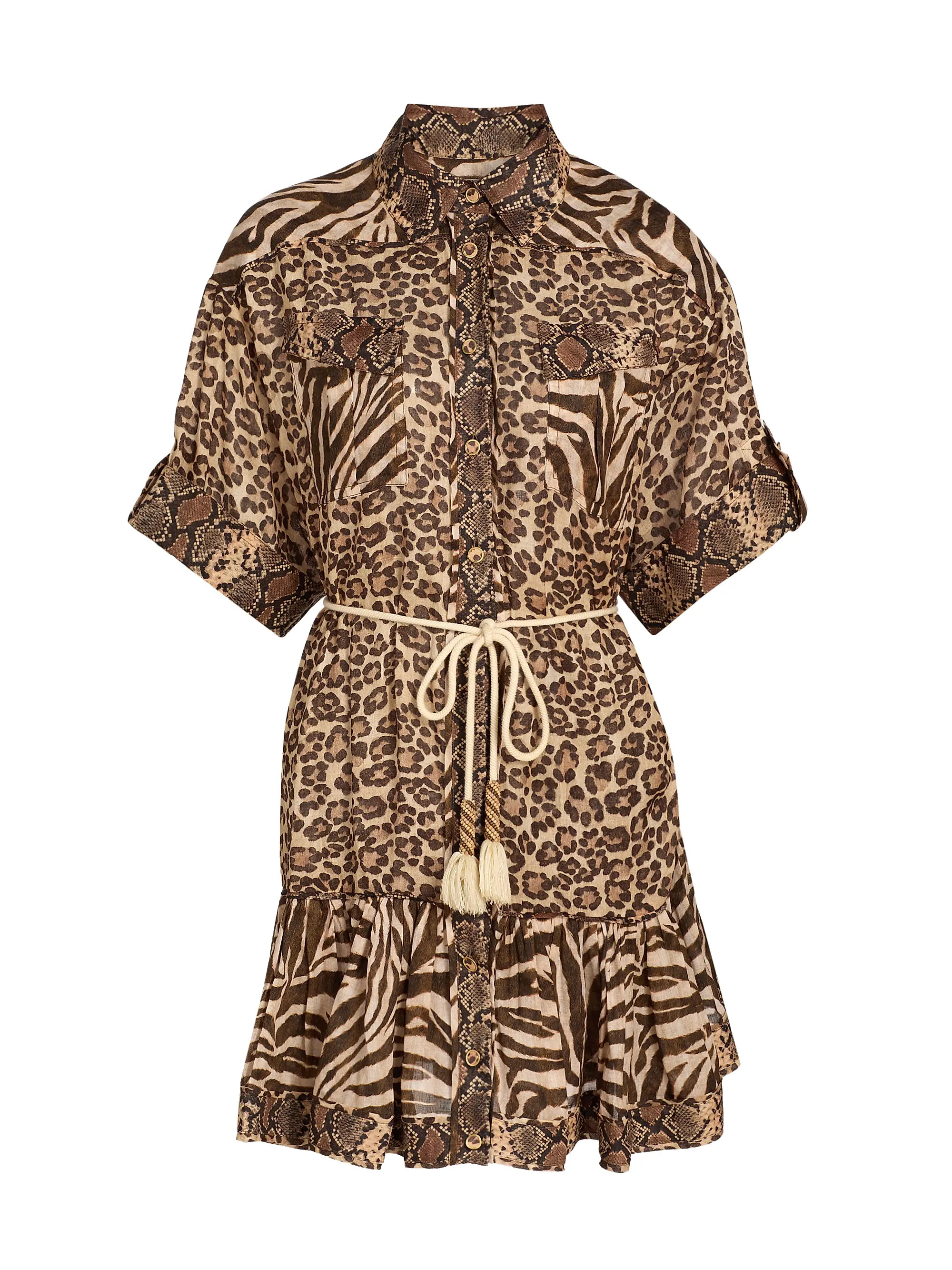 Wanderlust Lantern Animal-Print Minidress | Saks Fifth Avenue