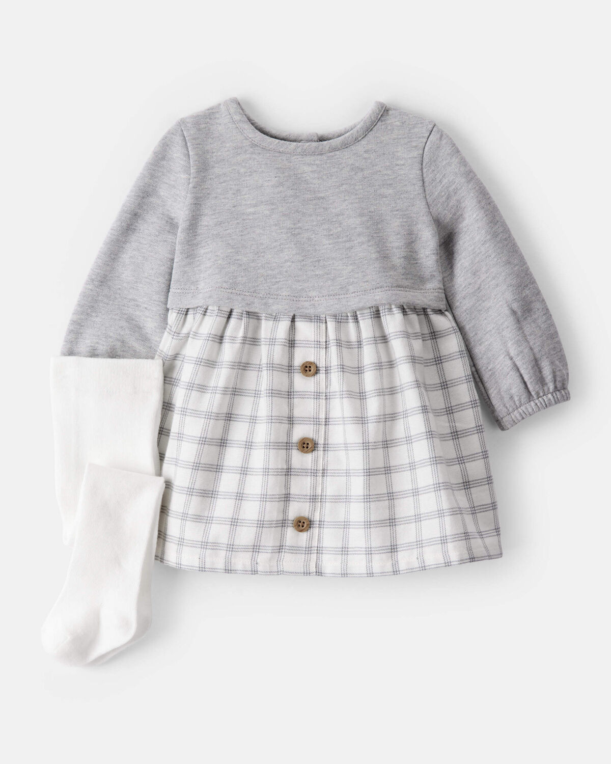 Baby Girl DayDream Fleece Plaid Dress - Grey/White | Carter's Inc