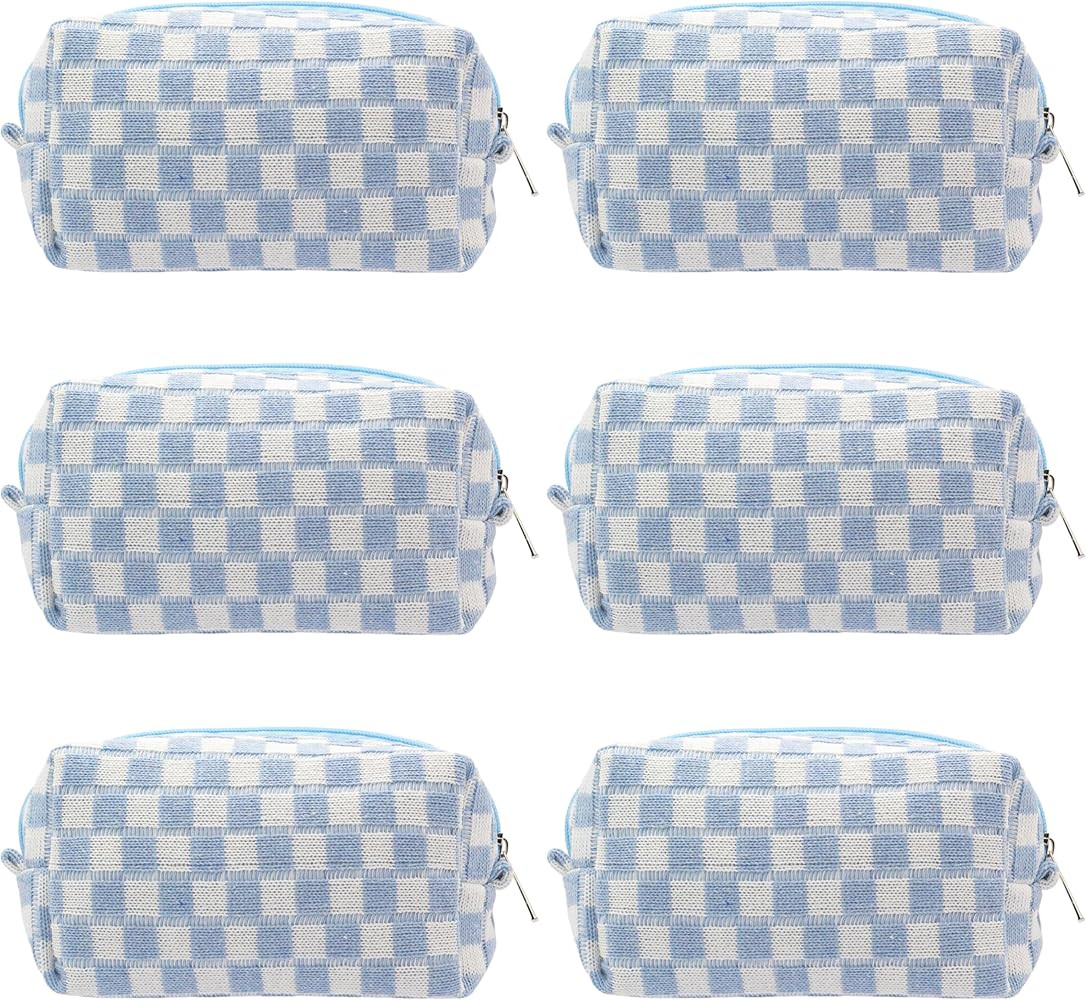 PAZIMIIK Checkered Makeup Bag for Purse Portable Zipper Make Up Pouch Small Cosmetic Case for Tra... | Amazon (US)