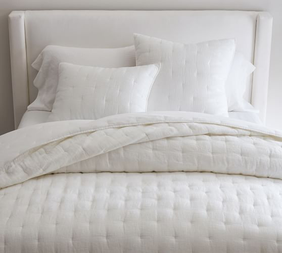 European Flax Linen Waffle Quilted Sham | Pottery Barn (US)