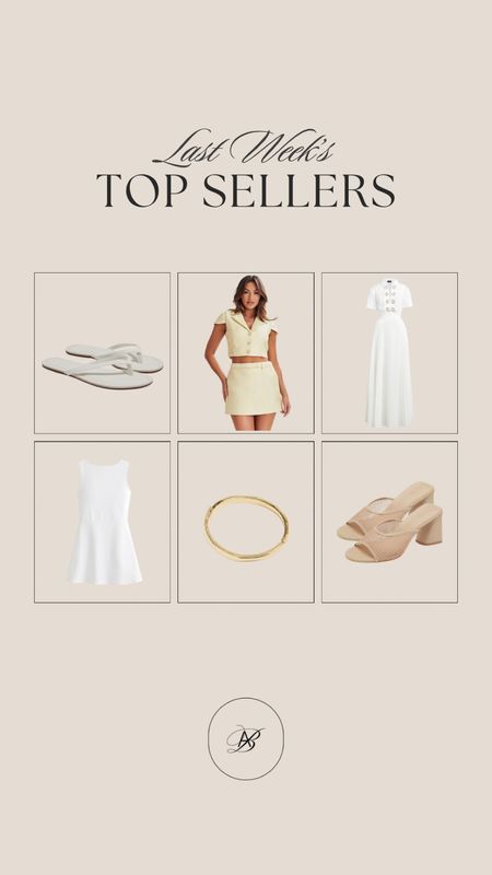 Last week’s top sellers! 🤍

Summer fashion, beige heels, white sandals, yellow matching set, gold bracelet, white dress 

#LTKShoeCrush #LTKSeasonal #LTKStyleTip