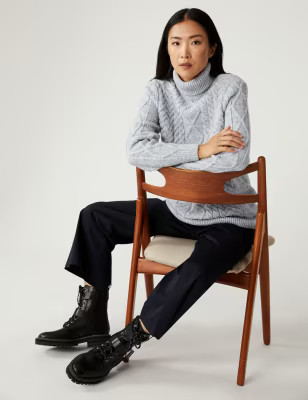 Cable Knit Roll Neck Longline Jumper | M&S Collection | M&S | Marks & Spencer (UK)