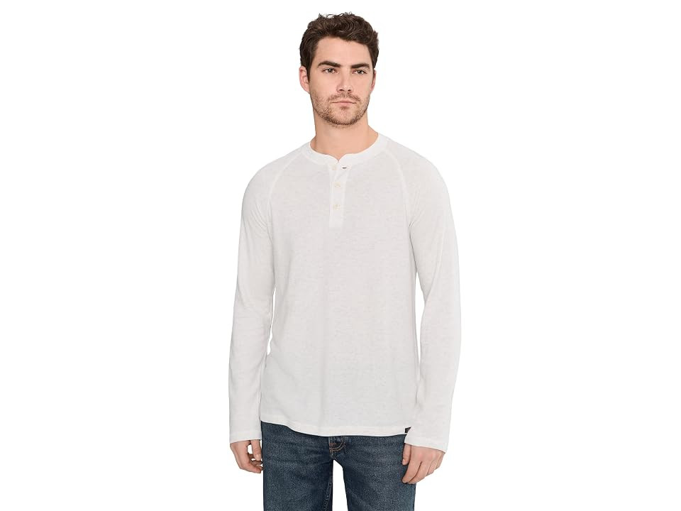 Faherty Long Sleeve Cloud Henley Men's Clothing Ivory Heather : XL, Cotton/Modal | Zappos