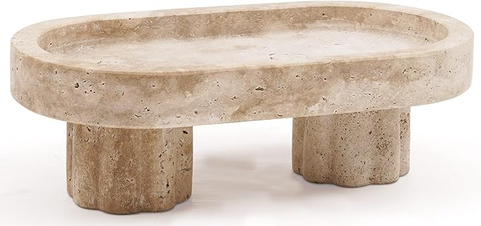 Radicaln Marble Oval Tray with Stand 10" Inches Travertine Handmade Bathroom Vanity Tray, Ideal H... | Amazon (US)