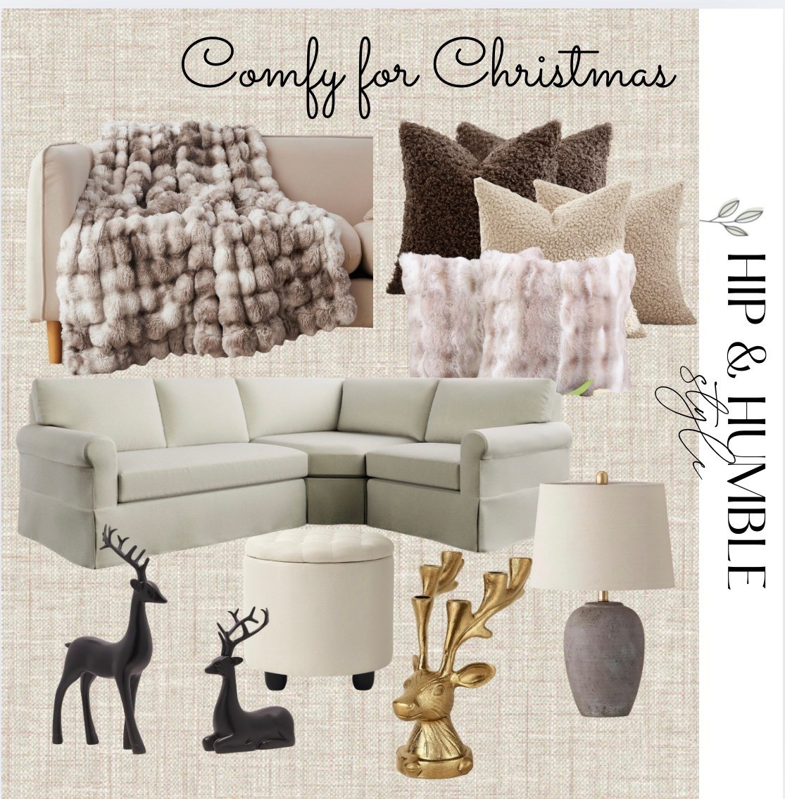 Cozy Christmas decor, fur throw, fur pillows, sectional, neutral sofa, neutral Christmas decor , gold deer candle holder 

#LTKHoliday #LTKHome #LTKSeasonal