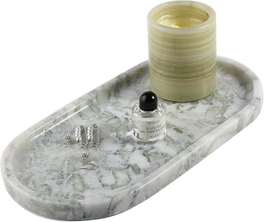 Koville African Natural Marble Tray, 12"x6" Vanity Decorative Tray for Countertop Organizer, Catc... | Amazon (US)