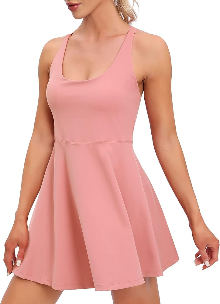 Womens Tennis Dress with Shorts Underneath Workout Dress with Built-in Bra Athletic Dresses Golf ... | Amazon (US)
