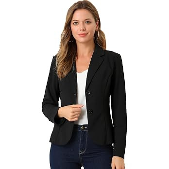 Allegra K Women's Work Office Blazer Stretch Lapel Collar Long Sleeve Jacket Suit Blazer | Amazon (US)