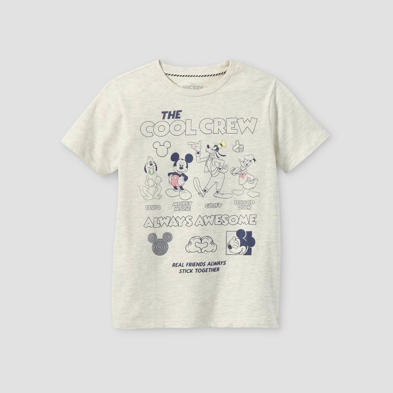 Boys' Mickey Mouse & Friends Cool Crew Short Sleeve Graphic T-Shirt - Beige | Target