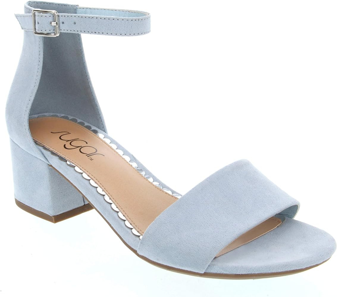 Sugar Women's Noelle Low Two Piece Block Heel Dress Shoe Ladies Ankle Strap Pump Sandal | Amazon (US)