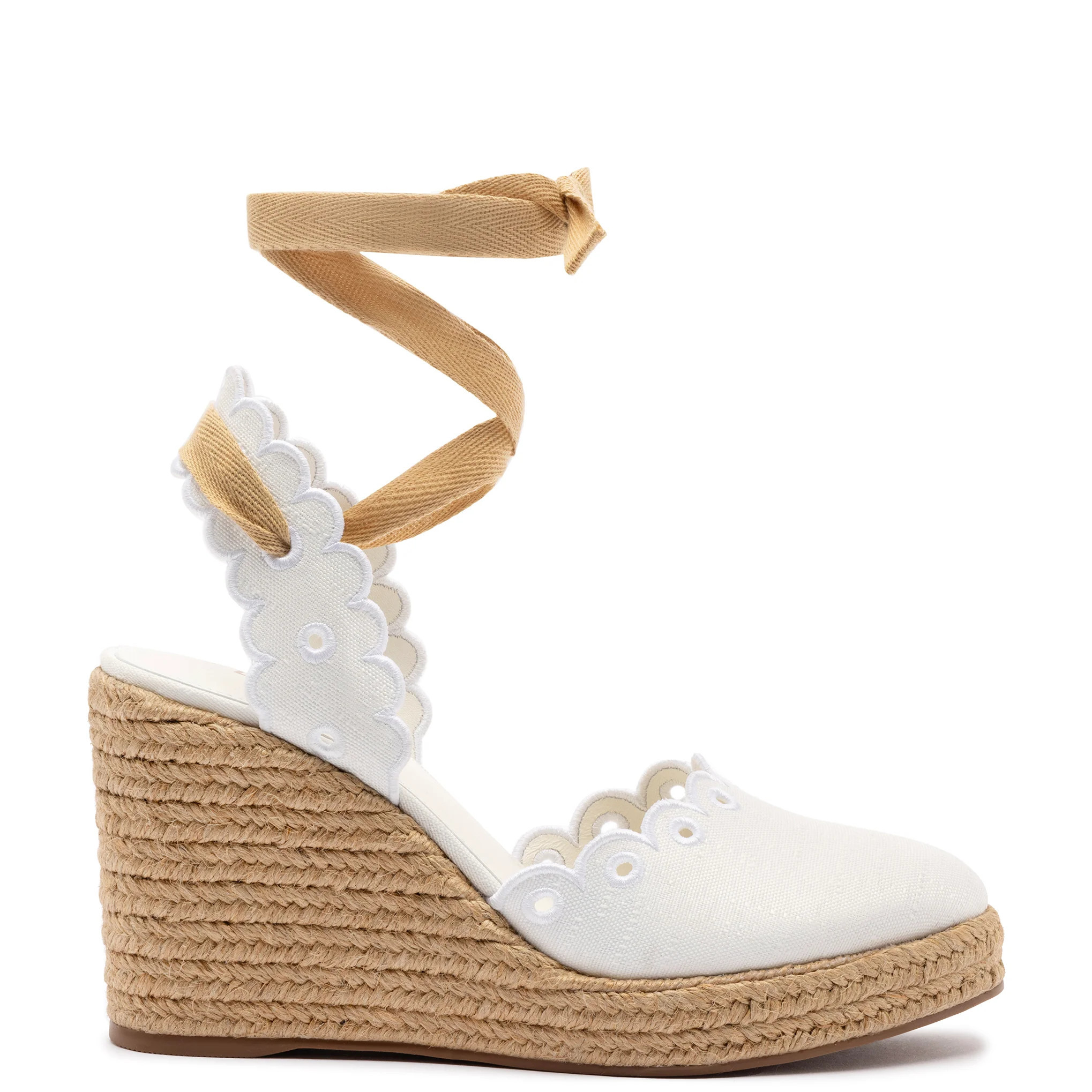 Poppy Espadrille In White Fabric | Larroude