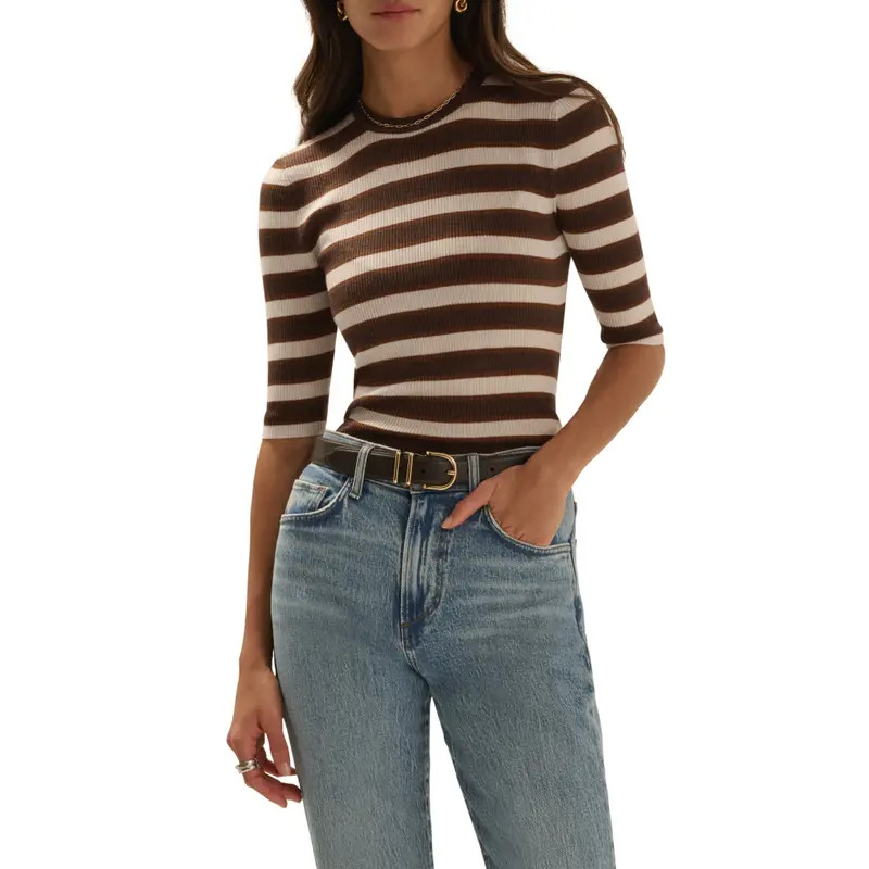 Favorite Daughter The Amelia Elbow Sleeve Wool Sweater in Heather Grey at Nordstrom, Size Large | Nordstrom