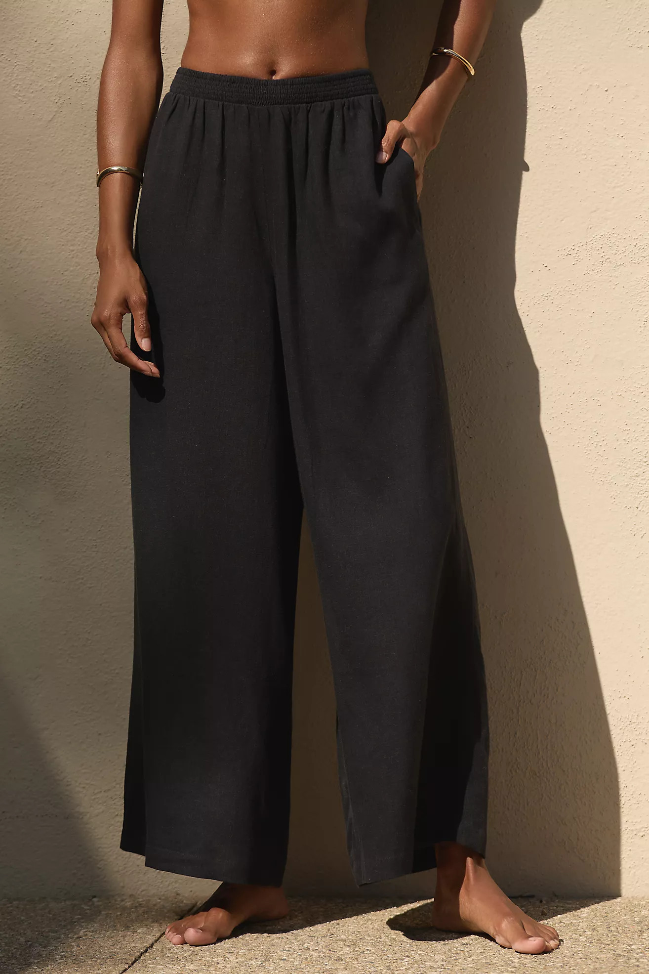 The Aubrey Smocked Linen Pants | Anthropologie (US)