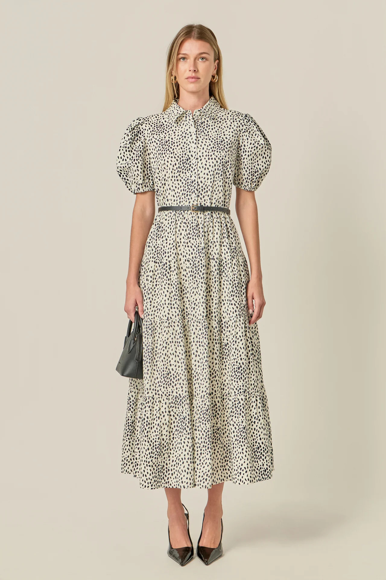 Print Button Up Midi Dress | English Factory