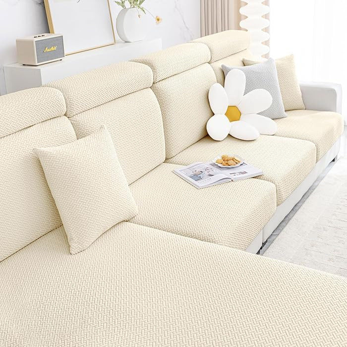 Smiry Waterproof Couch Cushion Covers, Stretch Jacquard Thick Sofa Cushion Covers, Washable Seat ... | Amazon (US)