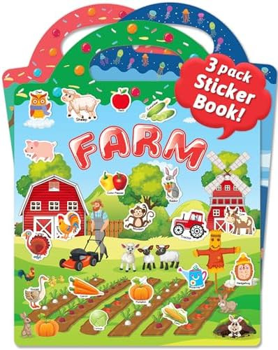 Benresive Reusable Sticker Book for Toddlers 2-4 Years, 3 Sets Travel Stickers for Kids, Waterpro... | Amazon (US)