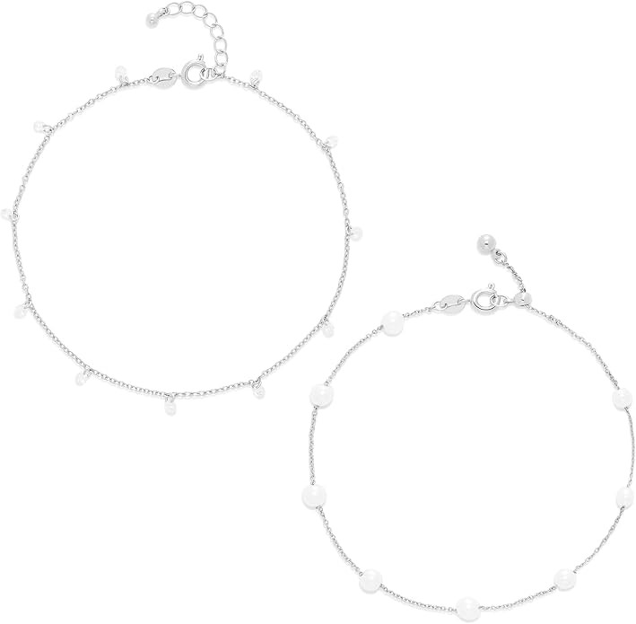 Amazon Essentials Sterling Silver and Gold Plated Anklet Sets | Amazon (US)