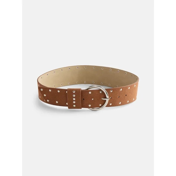 No Boundaries Tapered Hip Belt with Studs, Women's, Cognac | Walmart (US)