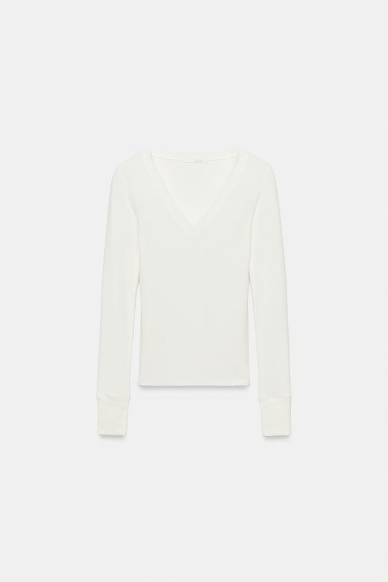 RIBBED LONG SLEEVE T-SHIRT | Zara UK