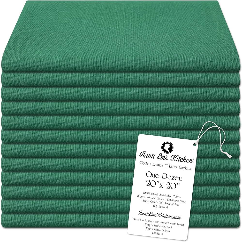 Aunti Em's Kitchen Clover Cotton Napkins Cloth 20 x 20 Oversized 100% Natural Bulk Linens for Din... | Amazon (US)