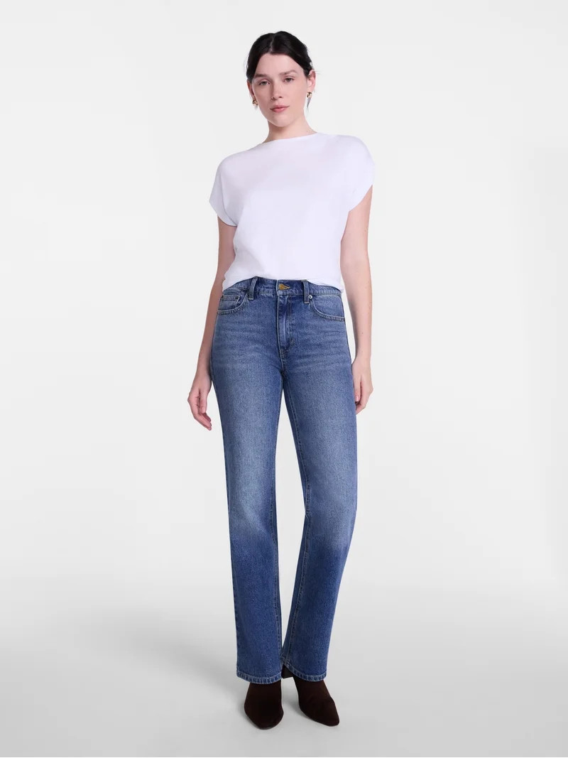 Scenario Women's High Rise Straight Leg Jeans, 30" Inseam, Sizes 0-20 | Walmart (US)