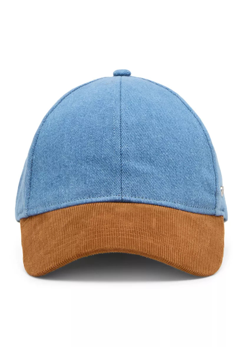 Washed Denim Cap with Corduroy Brim | Belk