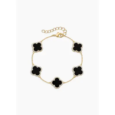 Electric Picks Icon Black Clover Bracelet in Gold at Nordstrom | Nordstrom