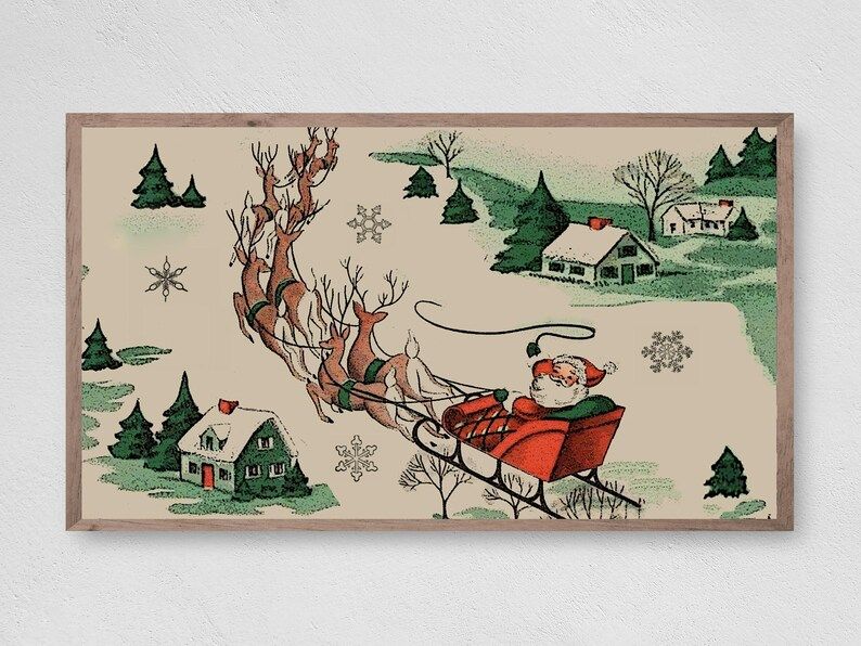 Samsung Frame TV Art Christmas, Santa's Retro Delivery, Sleigh, Instant Download, Winter, Christm... | Etsy (US)