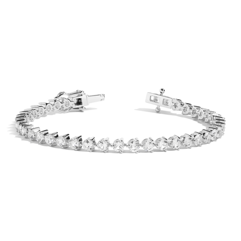 Lab Grown White Sapphire Three-Prong Tennis Bracelet | AUrate New York