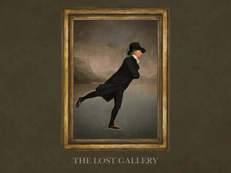 Ice Skating Gentleman | Antique Winter Art | Vintage Printable Art - Etsy | Etsy (US)