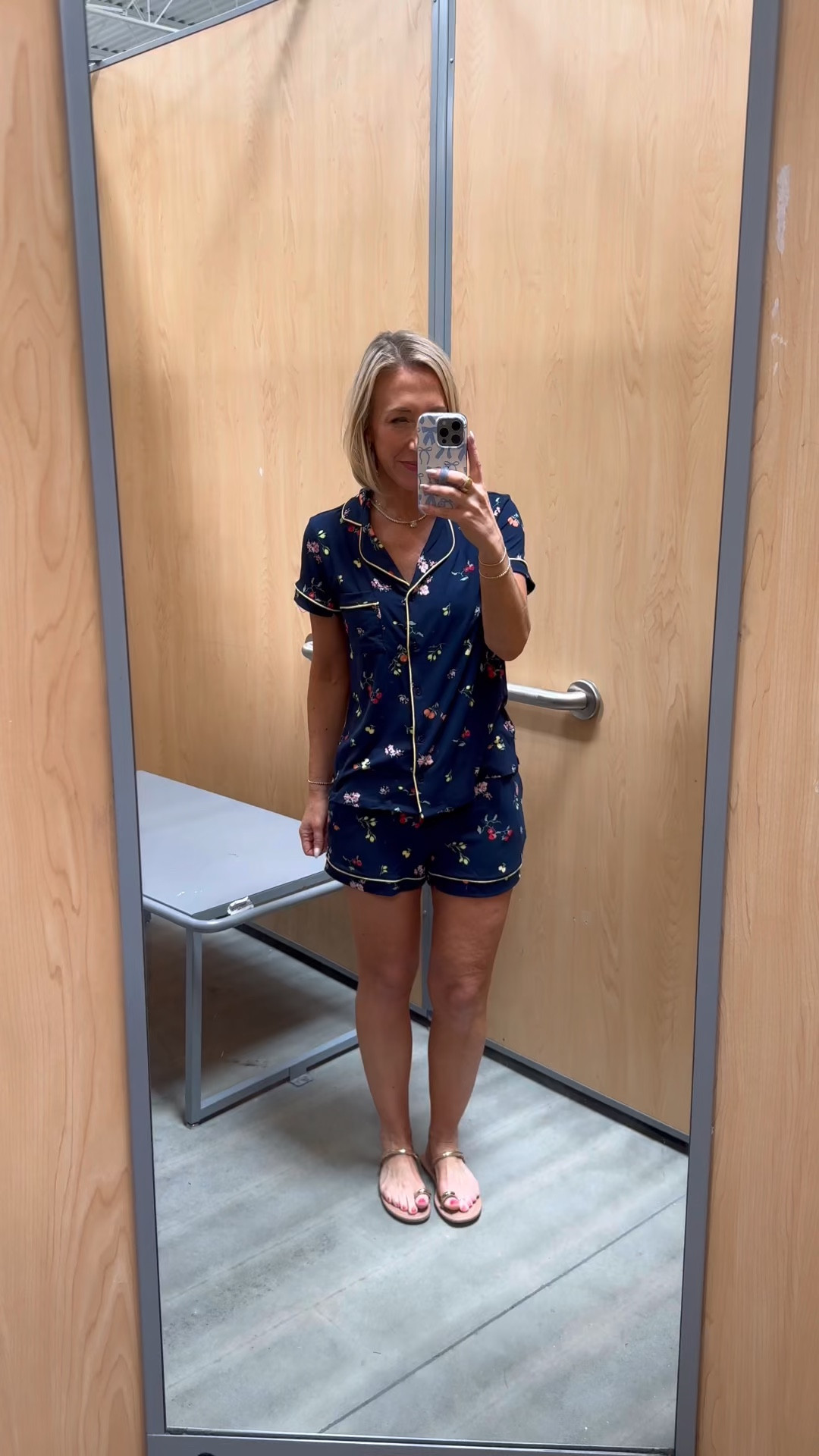 Walmart - in store try-on. Dreamy Soft Collection Notch Collar Top and Shorts Pajama Set - size XS. $16.98. Colors vary according to size availability.

#LTKSeasonal#LTKOver40 

 