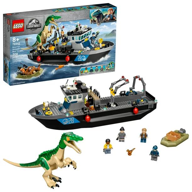 LEGO Jurassic World Baryonyx Dinosaur Boat Escape 76942 Building Set (308 Pieces) - Walmart.com | Walmart (US)
