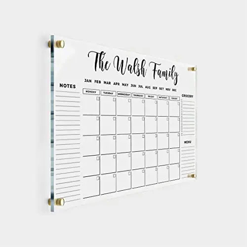 FAMILY NAME CALENDAR Personalized Acrylic Wall Calendar - Personalized Dry Erase Board, Horizonta... | Amazon (US)