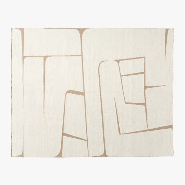 Faro Handwoven Performance White and Natural Indoor/Outdoor Area Rug 8'x10' | CB2