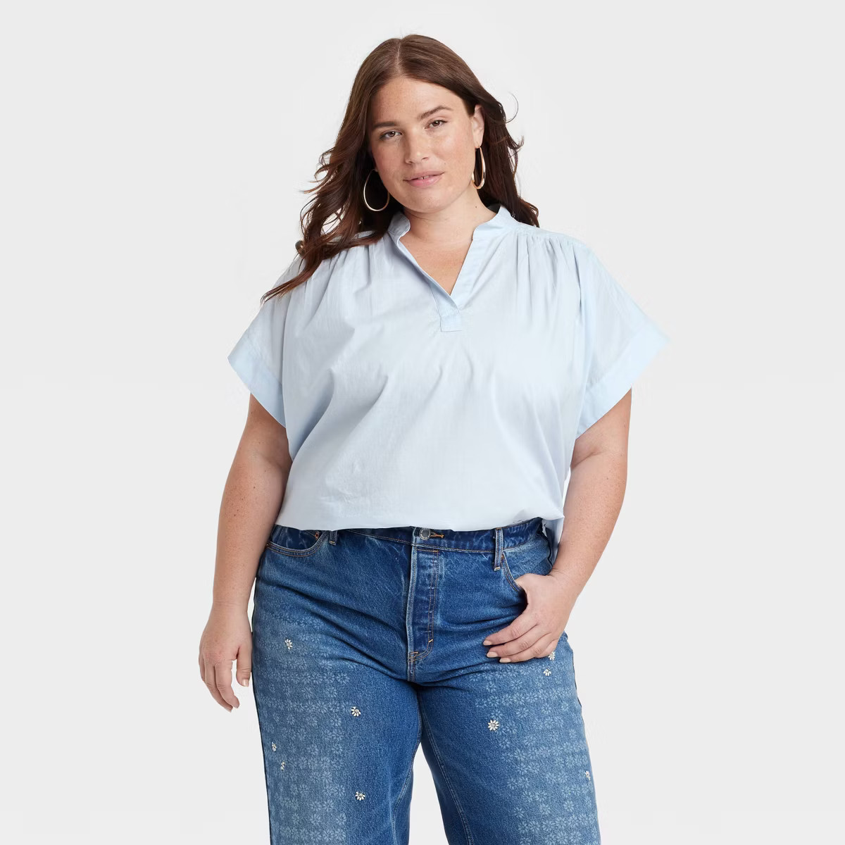 Women's Short Sleeve Flowy Popover Blouse - Universal Thread™ | Target