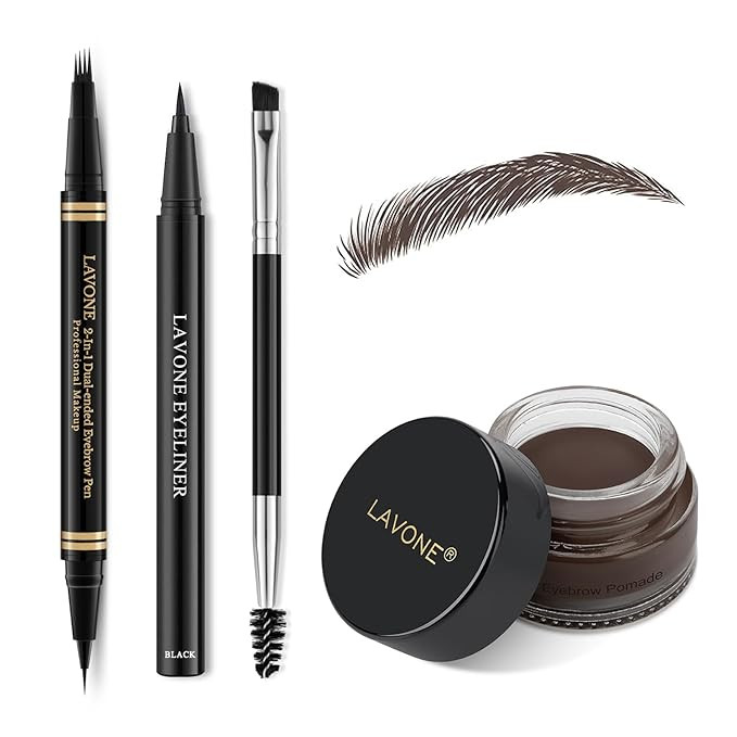 Eyebrow Pen Makeup Kit, with 4 Tip Waterproof Microblading Eyebrow Pencil, Eyeliner, Eyebrow Poma... | Amazon (US)